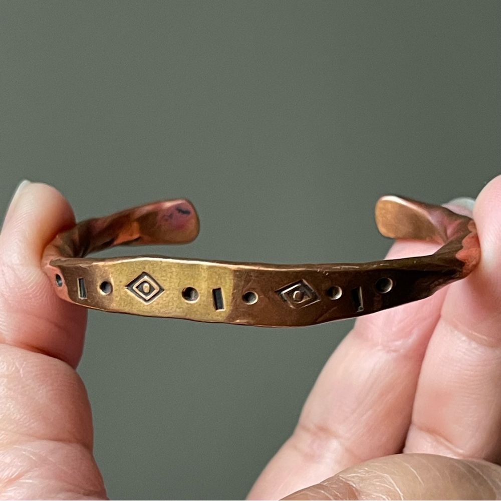 Vintage | Solid Copper Cuff Bracelet Stamped/Mark… - image 8